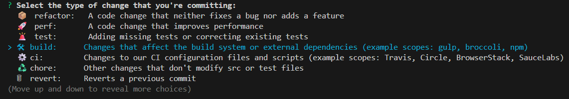 cz-commitlint questions